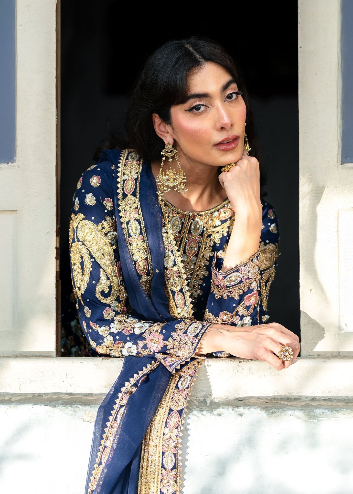 Royal Blue Chiffon Pakistani Suit Online in UK USA Canada