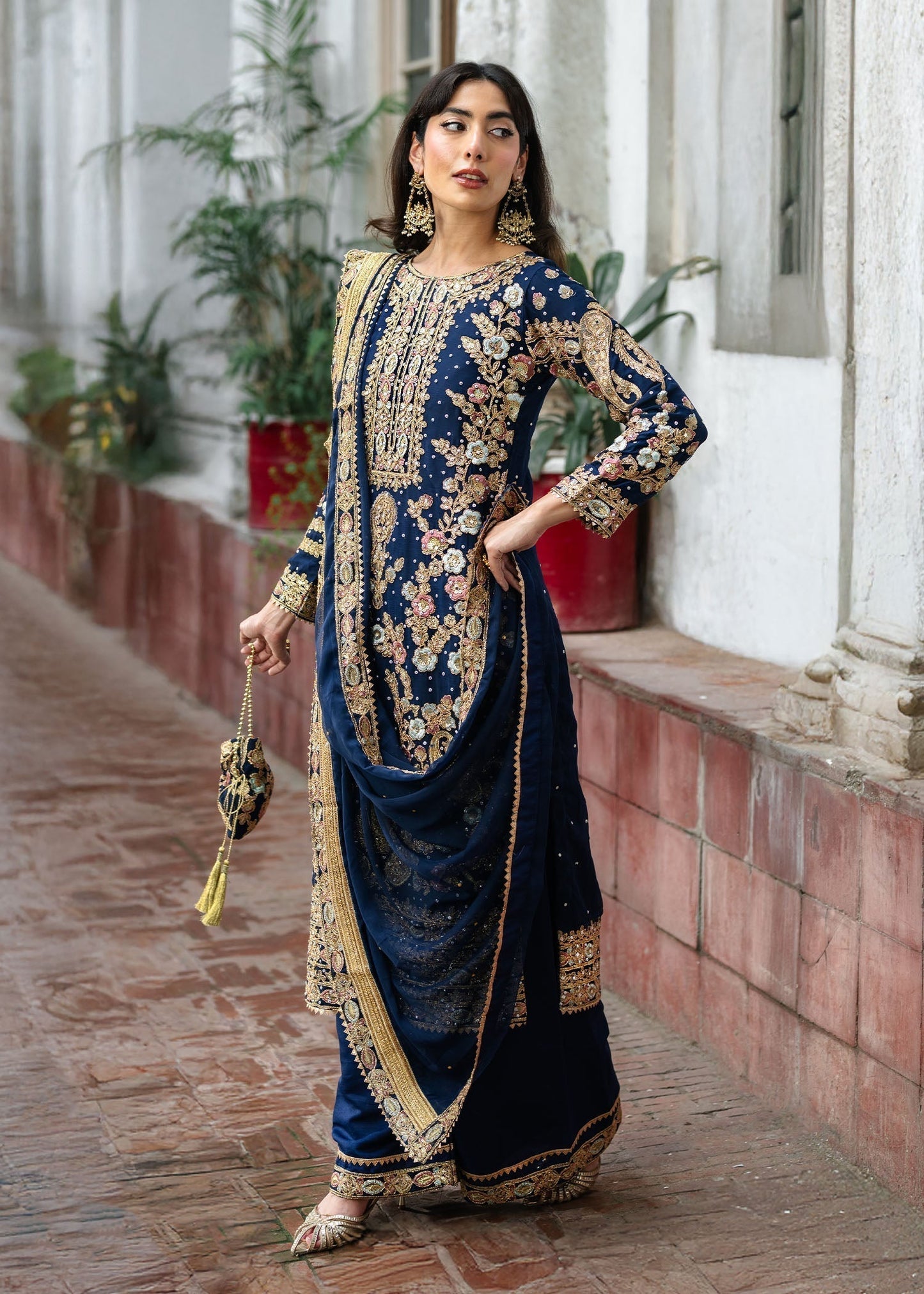 Royal Blue Chiffon Straight Cut Kurta Suit Online in Sri Lanka India Australia