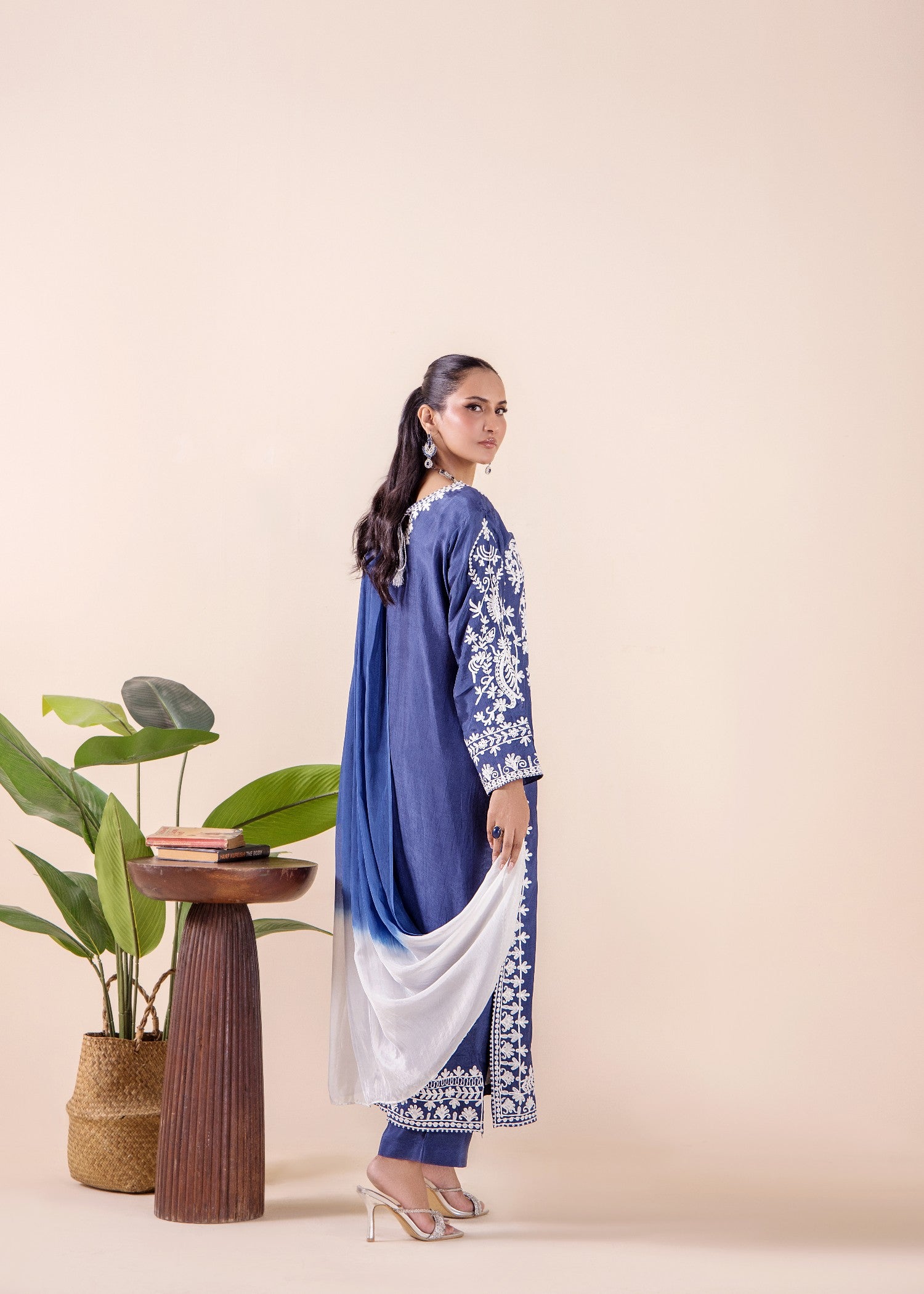 Royal Blue Designer Raw Silk Shalwar Kameez Online in UK USA Canada
