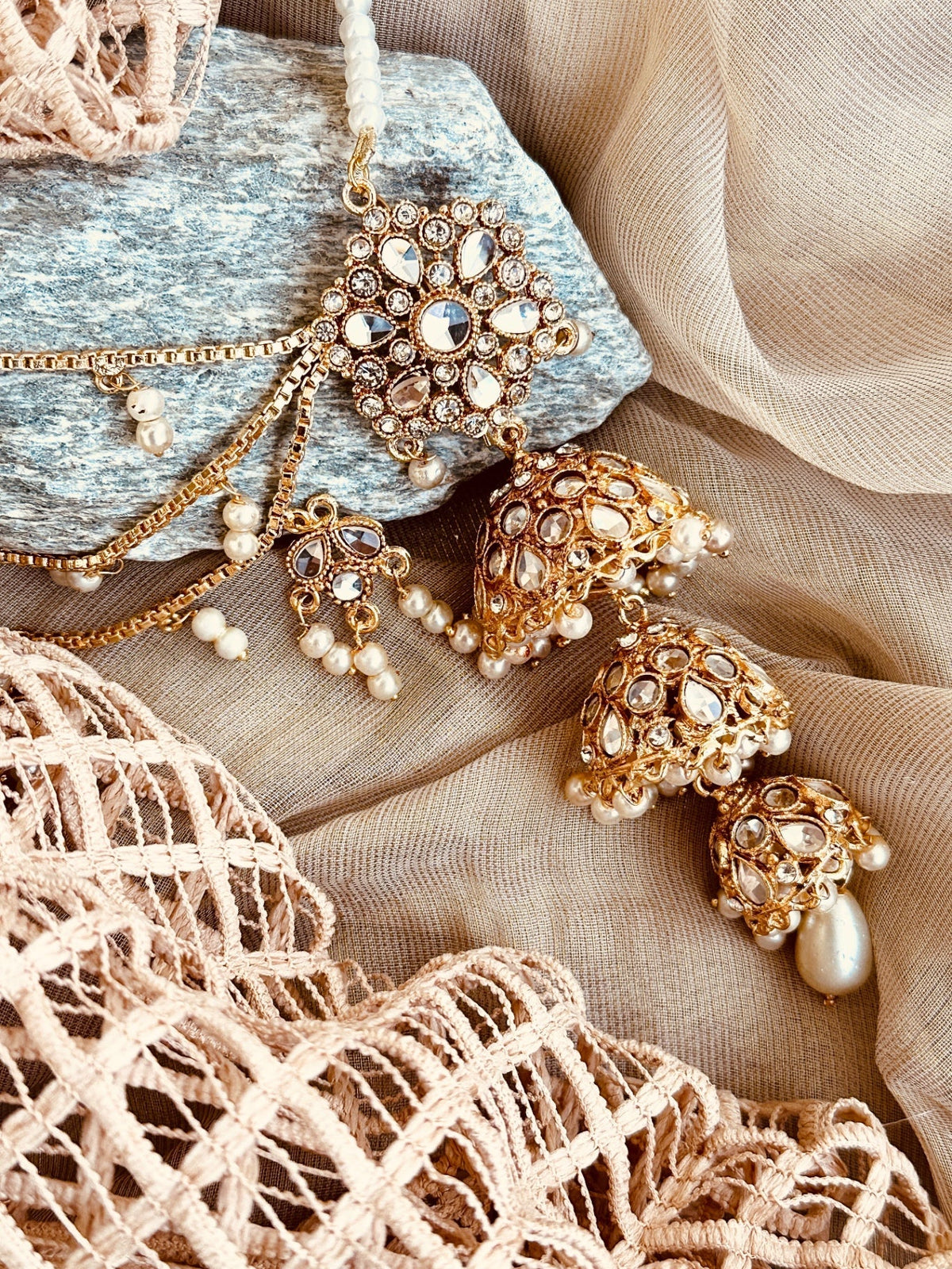 Royal Cascade Jhumka with Saharay Bridal Jewellery Online in KSA Riyadh Saudi Arabia Oman Bahrain Qatar