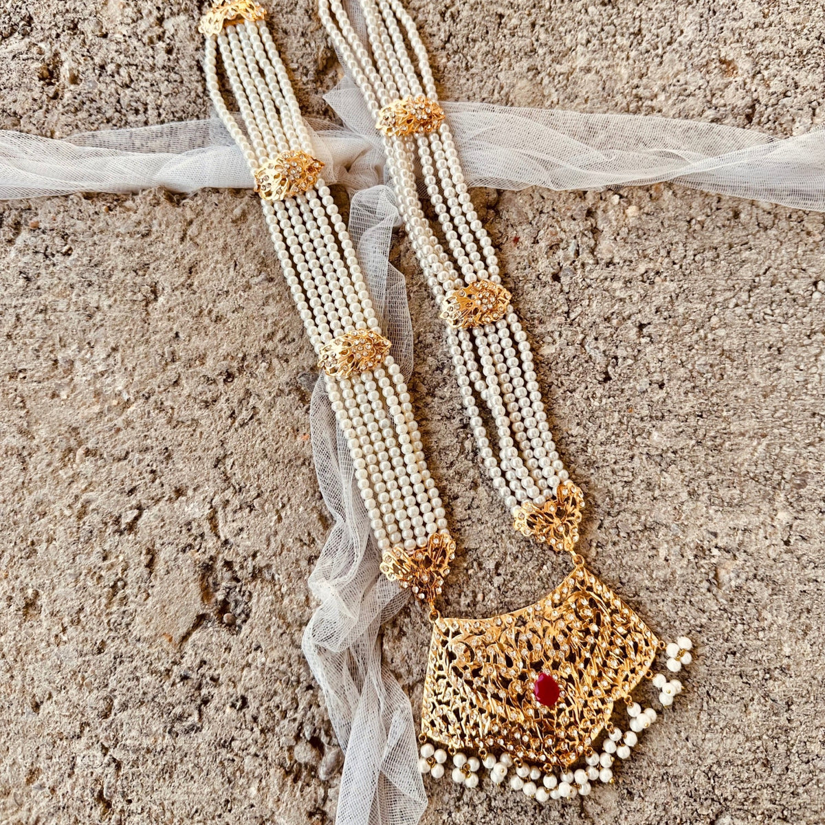 Royal Hyderabadi Bridal Jewellery Set with Red Stones Online in Sri Lanka India Australia