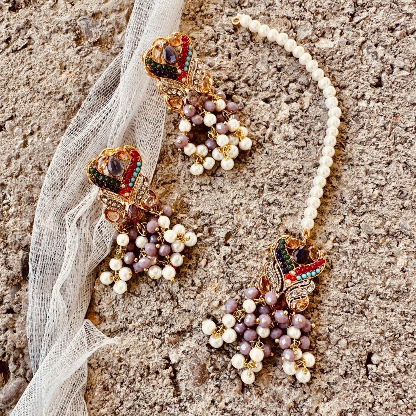 Royal Purple Choker Necklace Set Online in KSA Riyadh Saudi Arabia Oman Bahrain Qatar