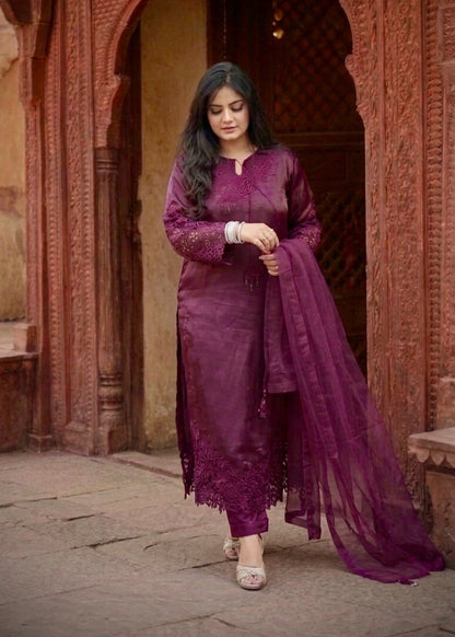Royal Purple Silk Partywear Salwar Suit Online in Sri Lanka India Australia