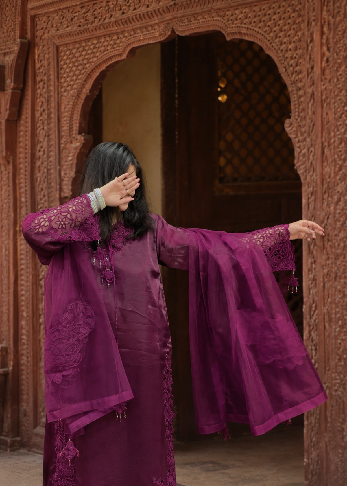 Royal Purple Silk Straight Cut Salwar Suit Online in Dubai UAE Abudhabi Ajman Sharjah