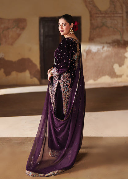 Royal Purple Velvet Embellished Kurta Set Online in Sri Lanka India Australia