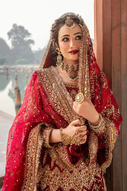 Red Russian Silk Bridal Lehenga