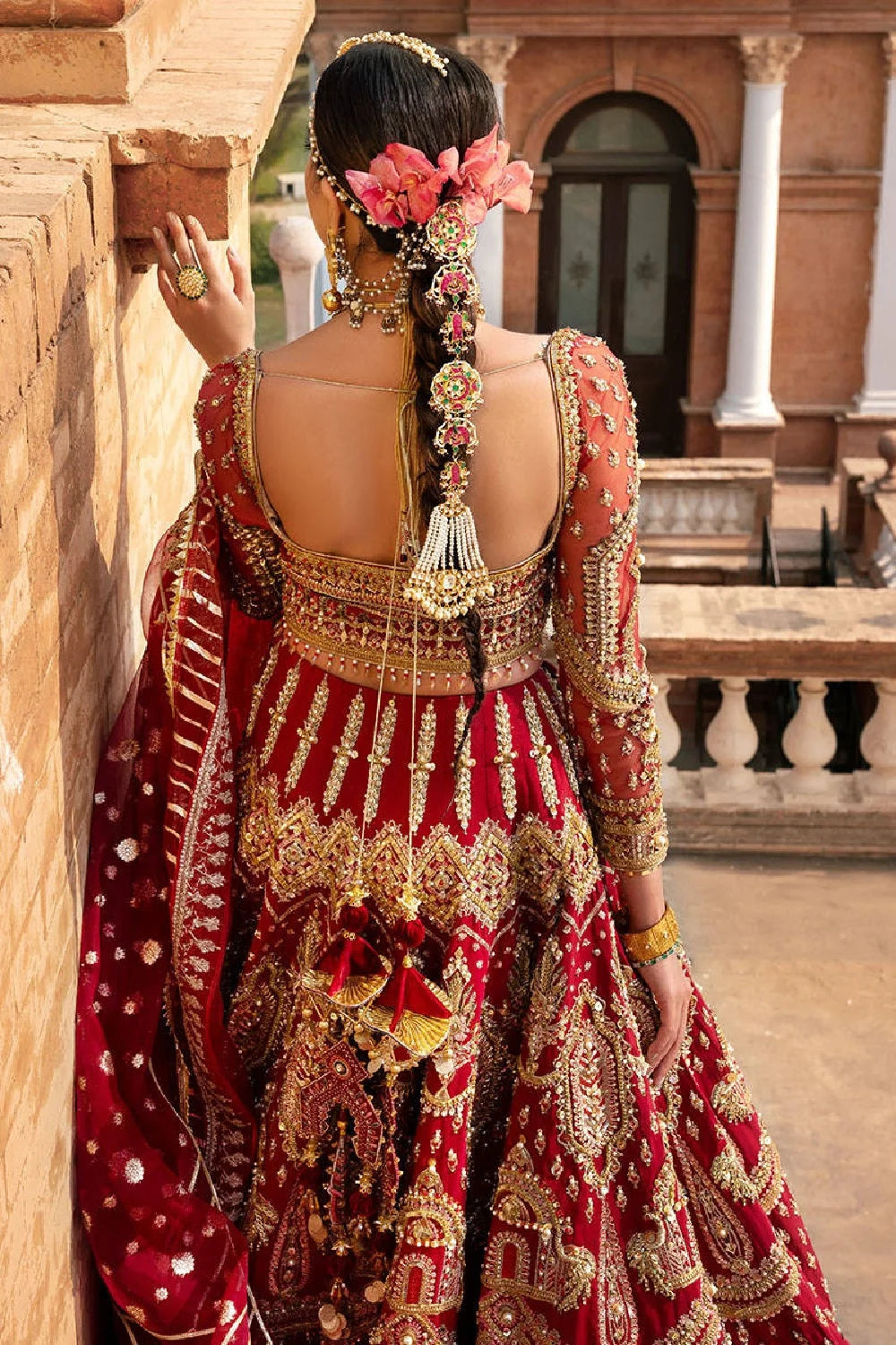 Red Russian Silk Bridal Lehenga