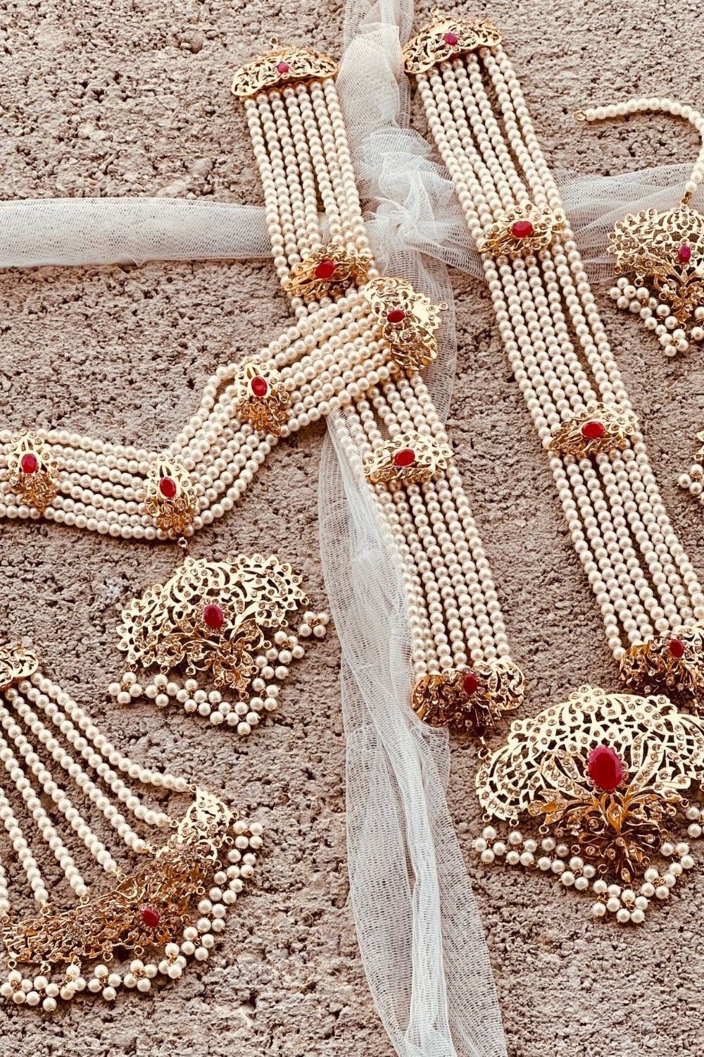Ruby Bridal Necklace Set Online in Dubai UAE Abudhabi Ajman Sharjah