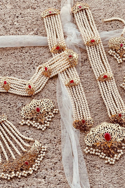 Ruby Bridal Necklace Set Online in Dubai UAE Abudhabi Ajman Sharjah
