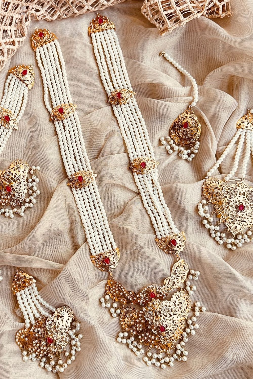 Ruby Red Gold Plated Bridal Jewellery Set Online in Dubai UAE Abudhabi Ajman Sharjah