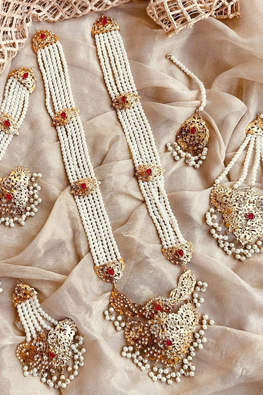 Ruby Red Gold Plated Bridal Jewellery Set Online in Dubai UAE Abudhabi Ajman Sharjah