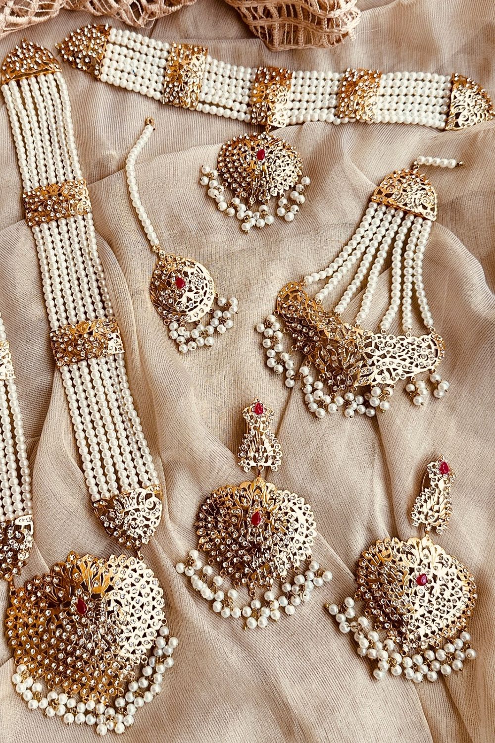 Ruby Red Gold Plated Bridal Jewellery Set Online in Dubai UAE Abudhabi Ajman Sharjah