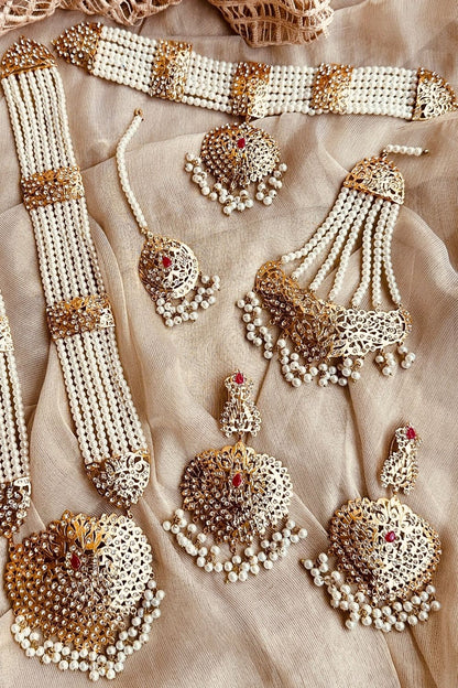 Ruby Red Gold Plated Bridal Jewellery Set Online in Dubai UAE Abudhabi Ajman Sharjah