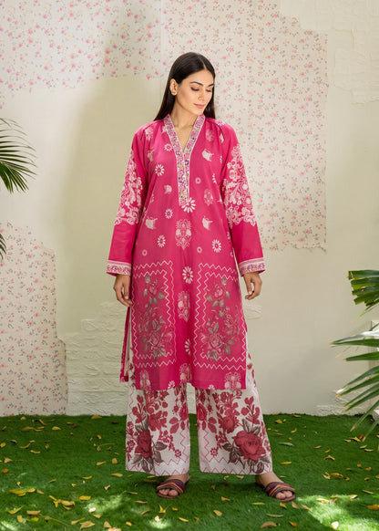 Ruby Red Printed 3 Piece Suit Online in Dubai DXB UAE Abudhabi Meena Bazaar