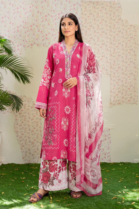 Ruby Red Printed Lawn Salwar Suit Online in Dubai UAE Abudhabi Ajman Sharjah