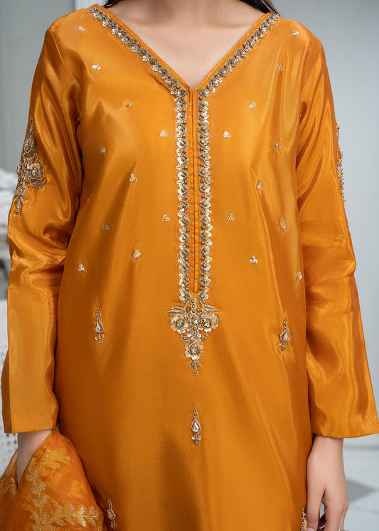 Rust Katan Silk Ensemble with Kora Dabka Naqshi Online in Dubai DXB UAE Abudhabi Meena Bazaar