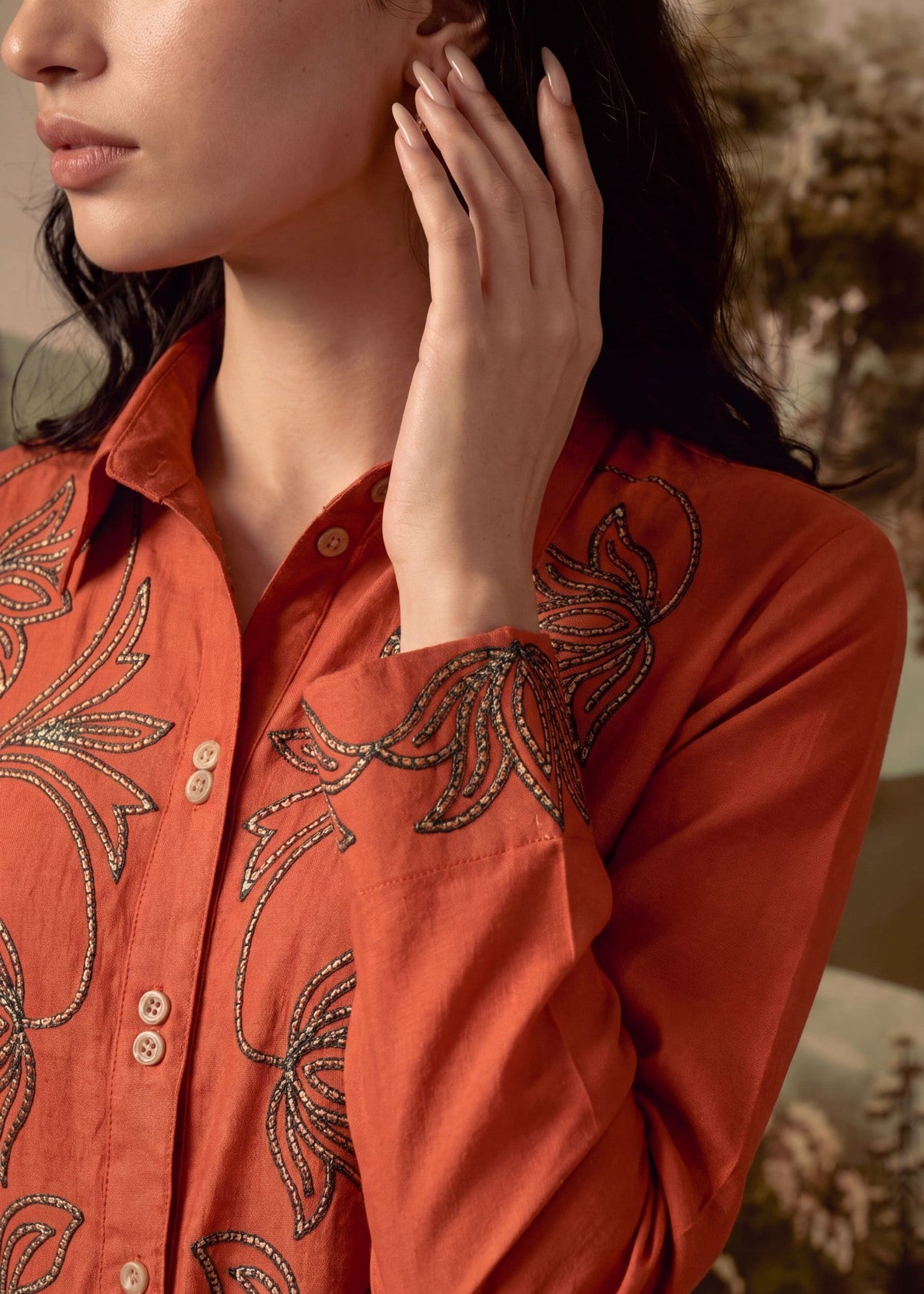 Rust Orange Dhanak Straight Trouser Suit Online in Sri Lanka India Australia