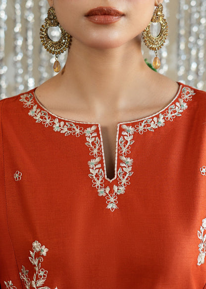 Rust Orange Lawn Pakistani Suit Online in Dubai UAE Abudhabi Ajman Sharjah