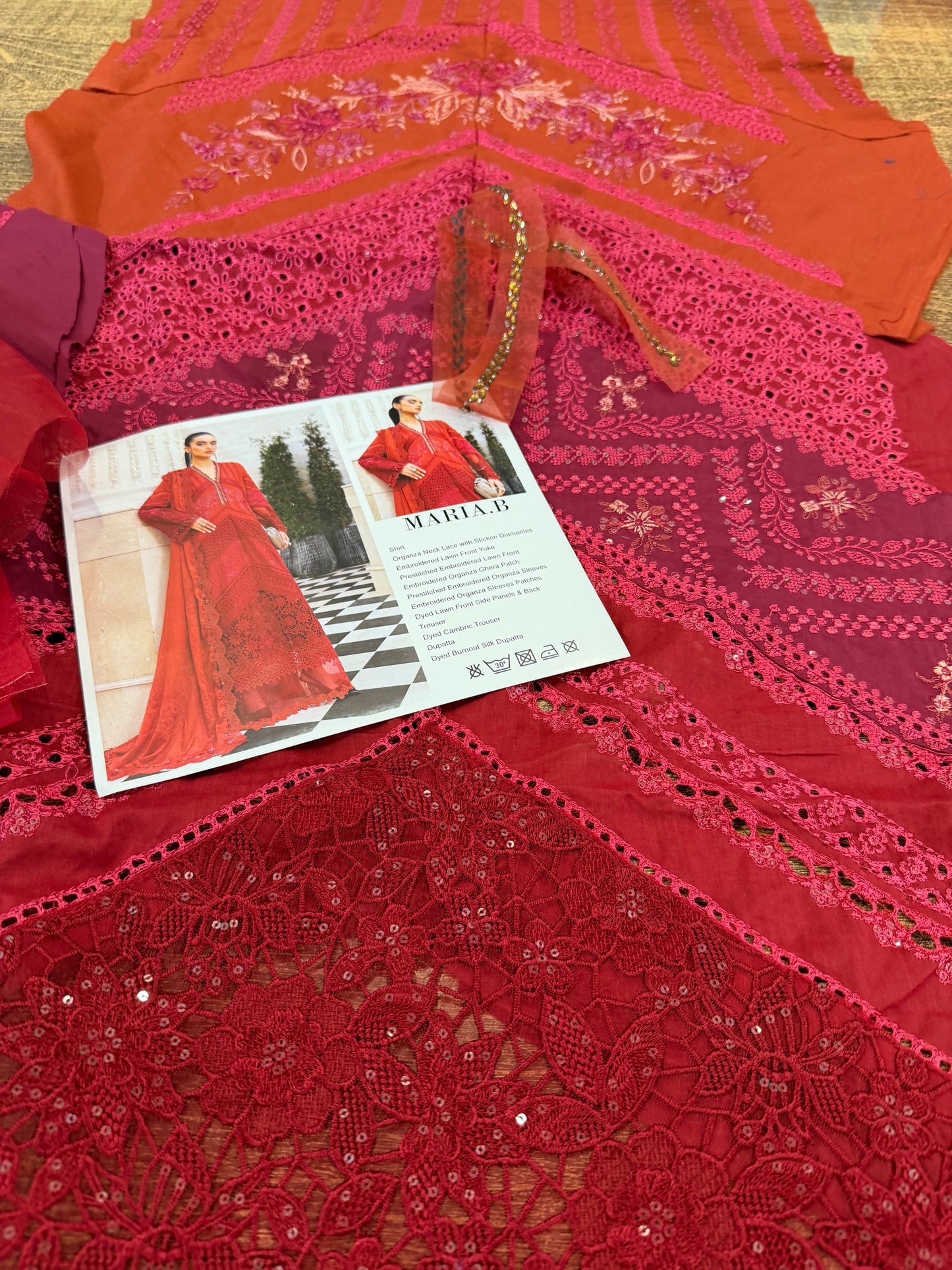 Rust Pink Organza Embroidered Lawn Ensemble Online in Dubai DXB UAE Abudhabi Meena Bazaar