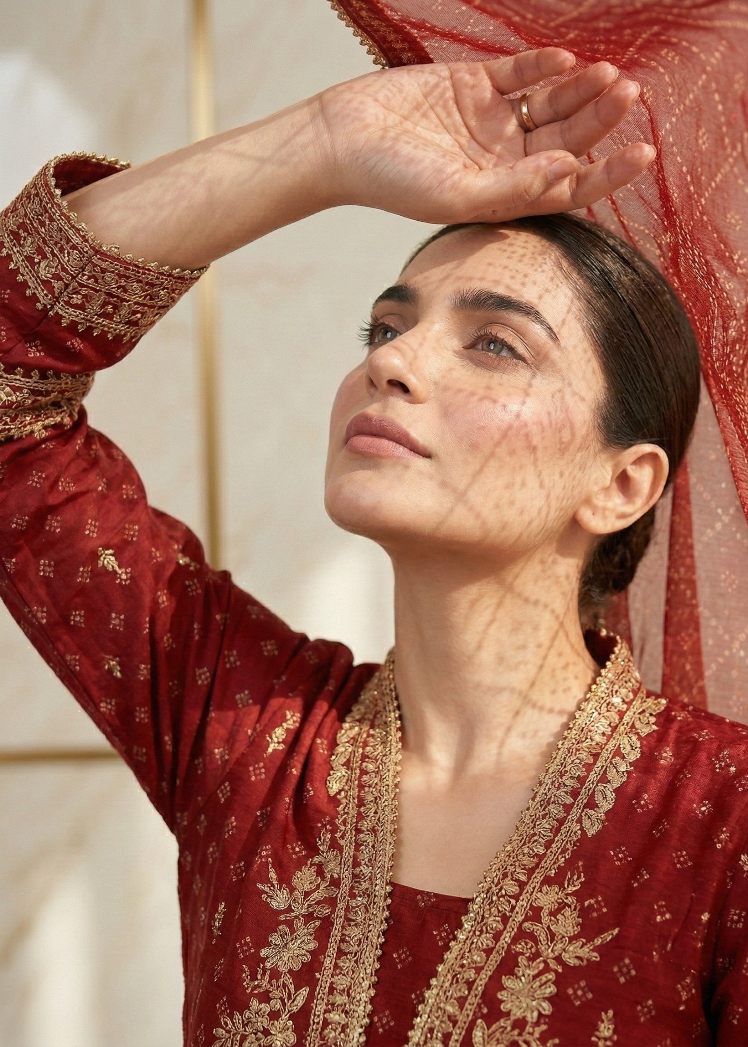 Rust Red Chiffon Partywear Salwar Suit Online in Dubai UAE Abudhabi Ajman Sharjah