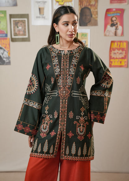 Rust Red Dark Green Khaddar Daily Wear Kurta Set Online in Sri Lanka India Australia
