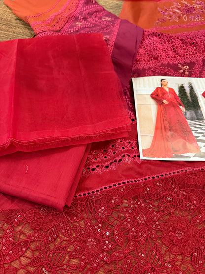Rust Shocking Pink Lawn Suit Unstitched Online in Sri Lanka India Australia