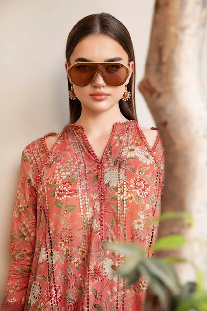 Rust Chikankari Embroidered Lawn Suit