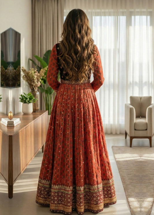 Rustic Brown Embroidered 3 Piece Suit Online in Dubai DXB UAE Abudhabi Meena Bazaar