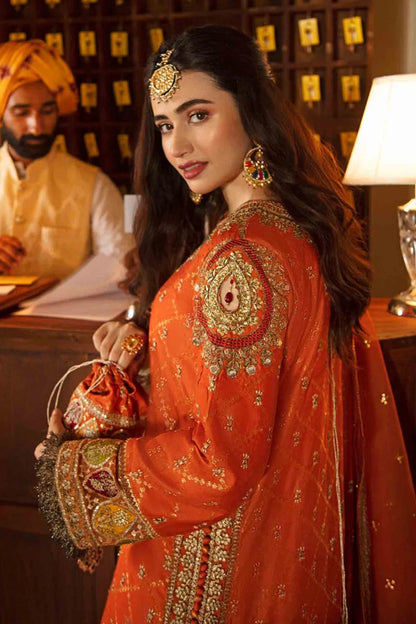 Rust Orange Cotton Jacquard Suit