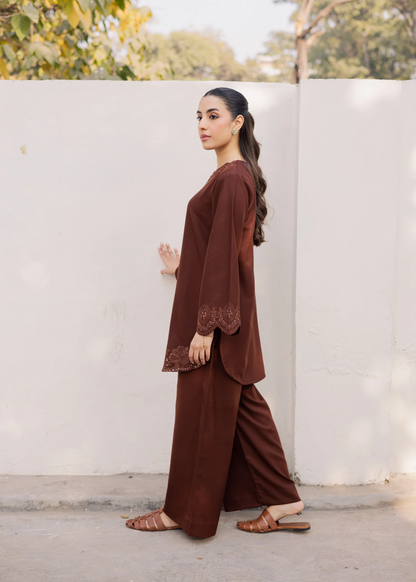 Saddle Brown Lawn Kurta Set for Women Online in KSA Riyadh Saudi Arabia Oman Bahrain Qatar
