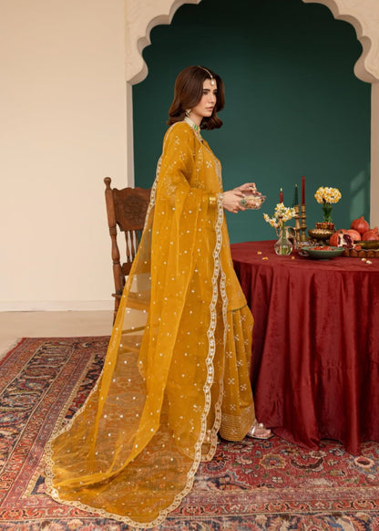 Saffron Embroidered Lawn Cotton Pakistani Designer Suits Online in Sri Lanka India Australia