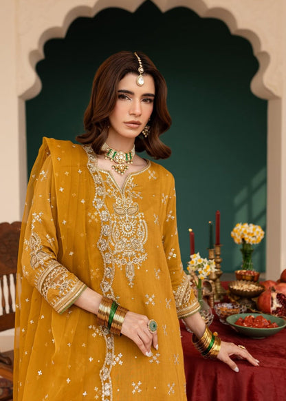 Saffron Lawn Cotton Embroidered Kurta Set Online in Dubai DXB UAE Abudhabi Meena Bazaar