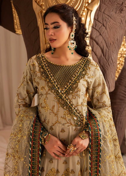 Sage Green Chiffon Embroidered Wedding Suit Online in Dubai UAE Abudhabi Ajman Sharjah