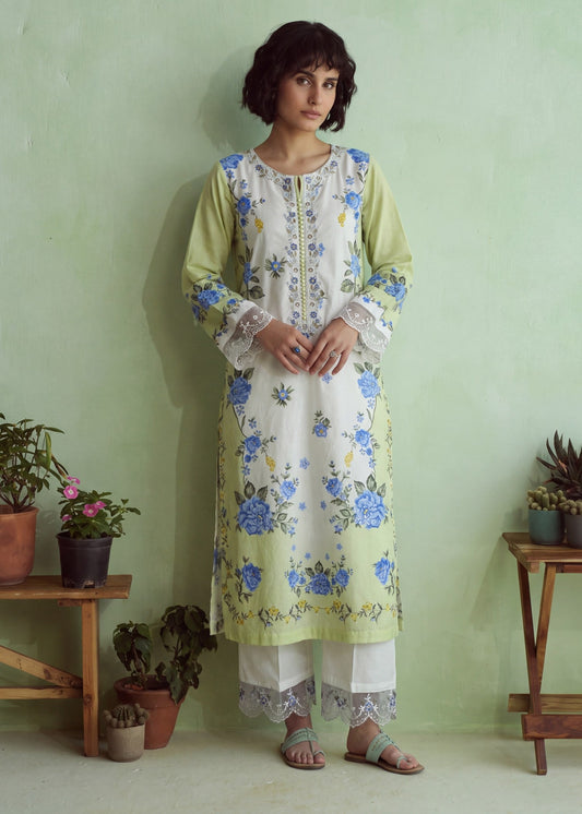 Sage Green Cotton Suit for Women Online in Sri Lanka India Australia