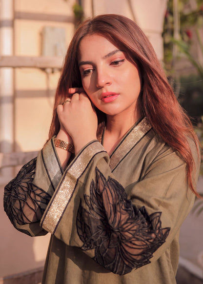 Sage Green Dhanak Embroidered Designer Salwar Kameez Online in Sri Lanka India Australia