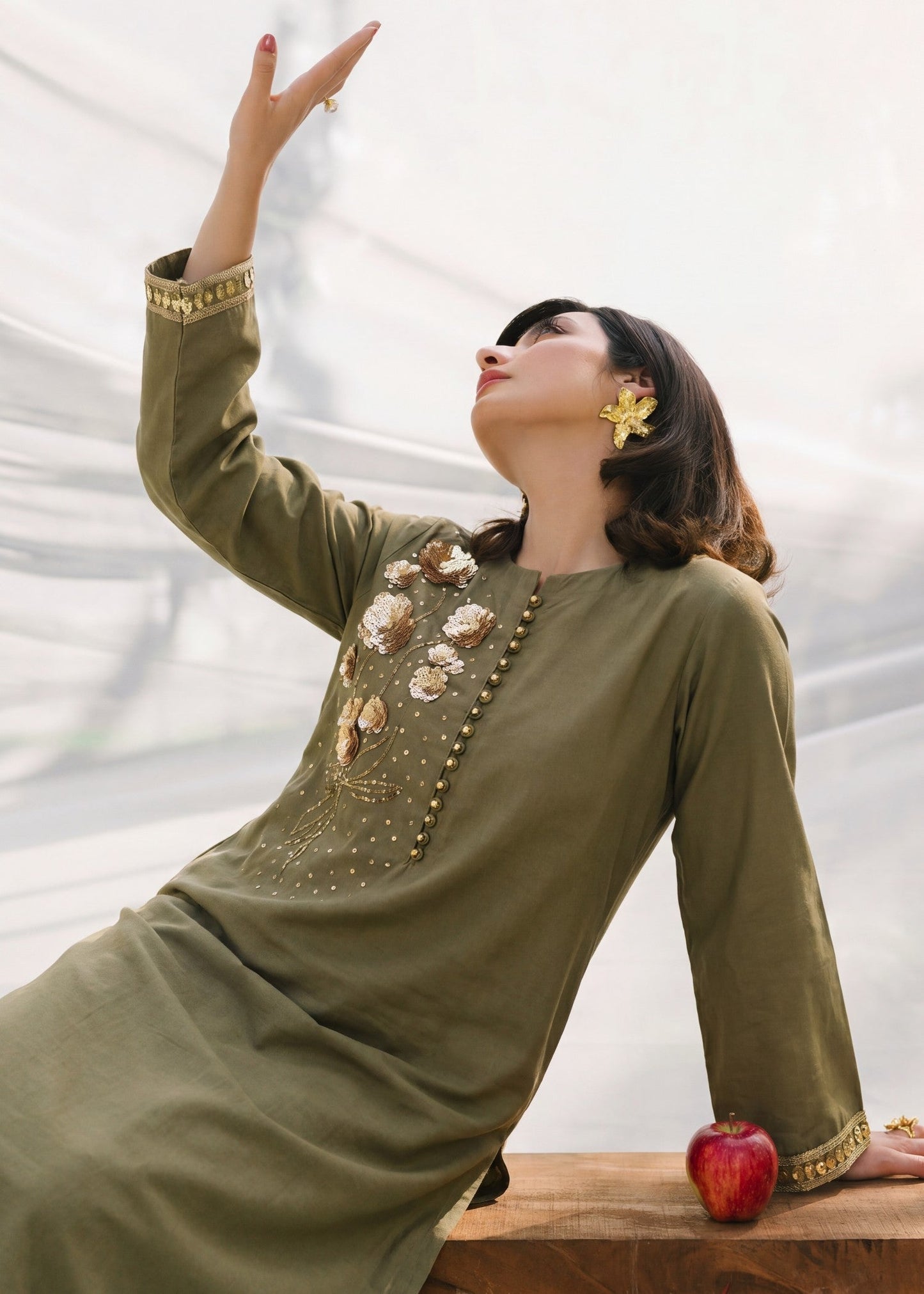Sage Green Embellished Lawn Salwar Kameez Online in Dubai DXB UAE Abudhabi Meena Bazaar