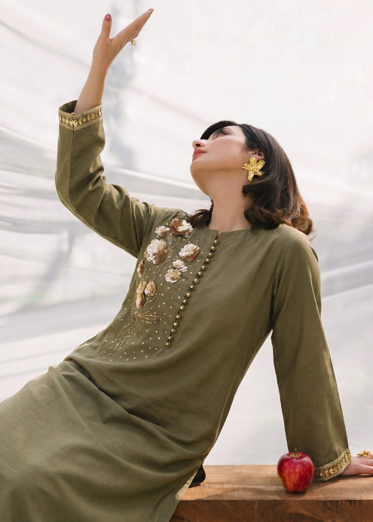 Sage Green Embellished Lawn Salwar Kameez Online in Dubai DXB UAE Abudhabi Meena Bazaar