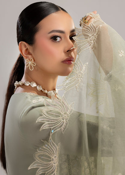 Sage Green Embellished Lawn Suit Online in Sri Lanka India Australia