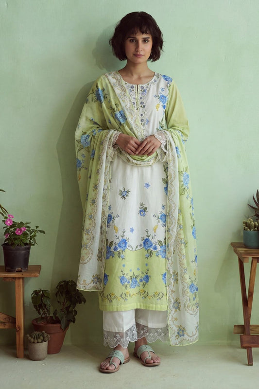 Sage Green Embroidered Cotton Salwar Suit Online in Dubai UAE Abudhabi Ajman Sharjah