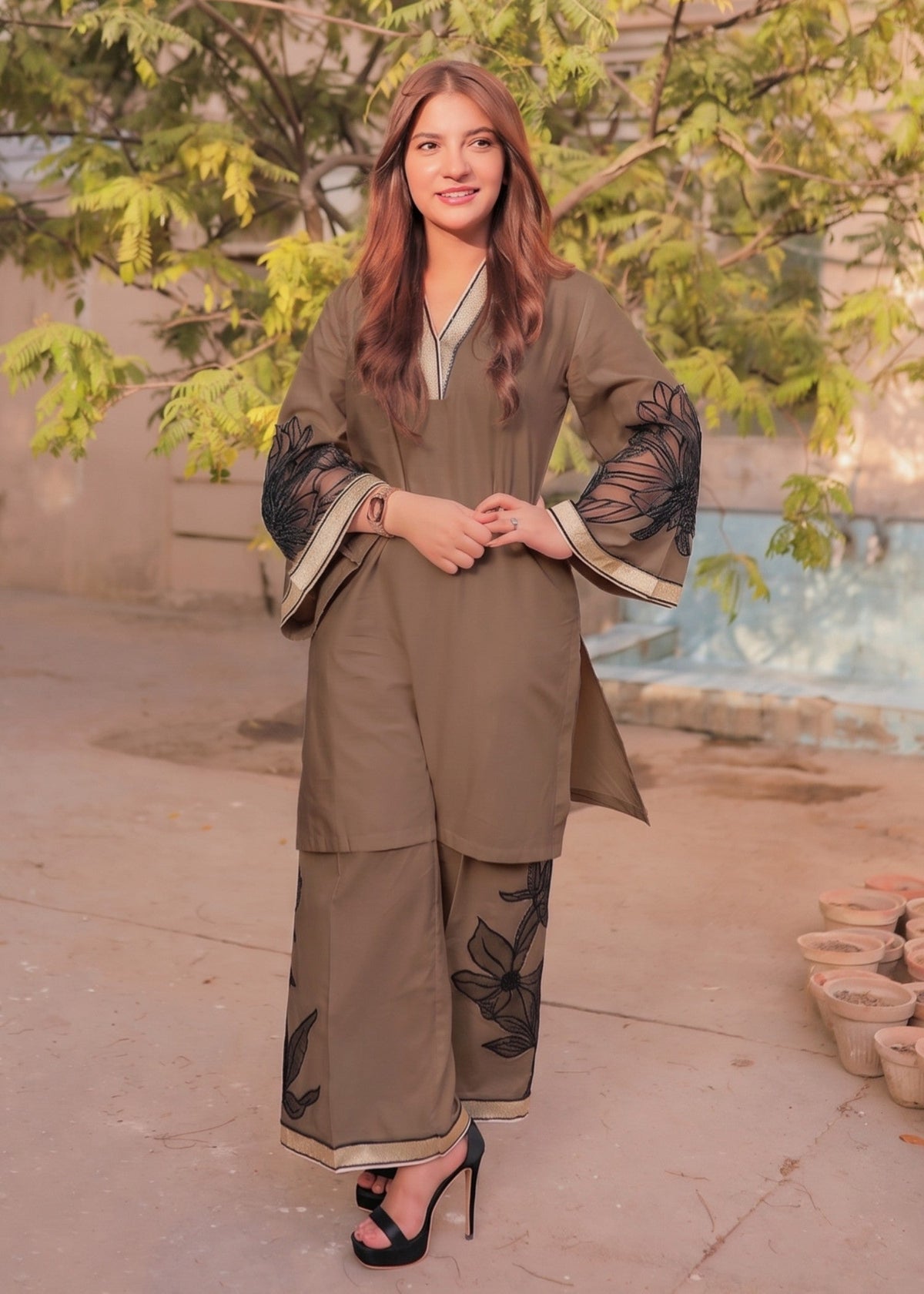 Sage Green Embroidered Dhanak Latest Pakistani Suits Online in UK USA Canada