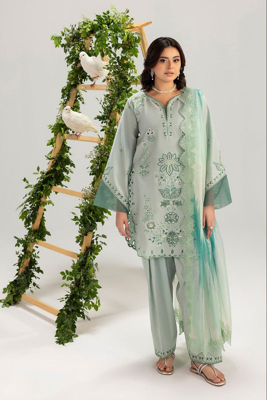 Sage Green Embroidered Lawn Kurta Shalwar Online in Dubai UAE Abudhabi Ajman Sharjah