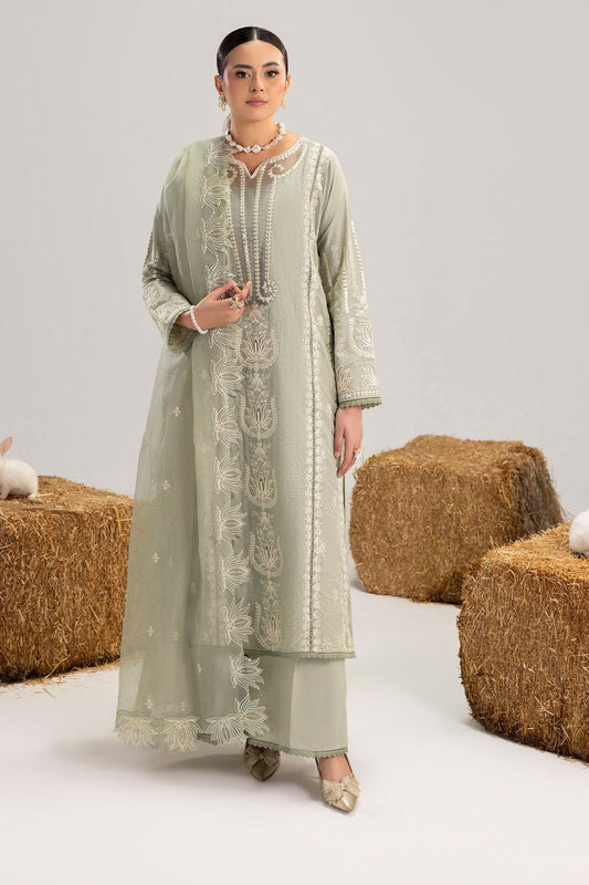 Sage Green Embroidered Lawn Salwar Suit Online in Dubai UAE Abudhabi Ajman Sharjah