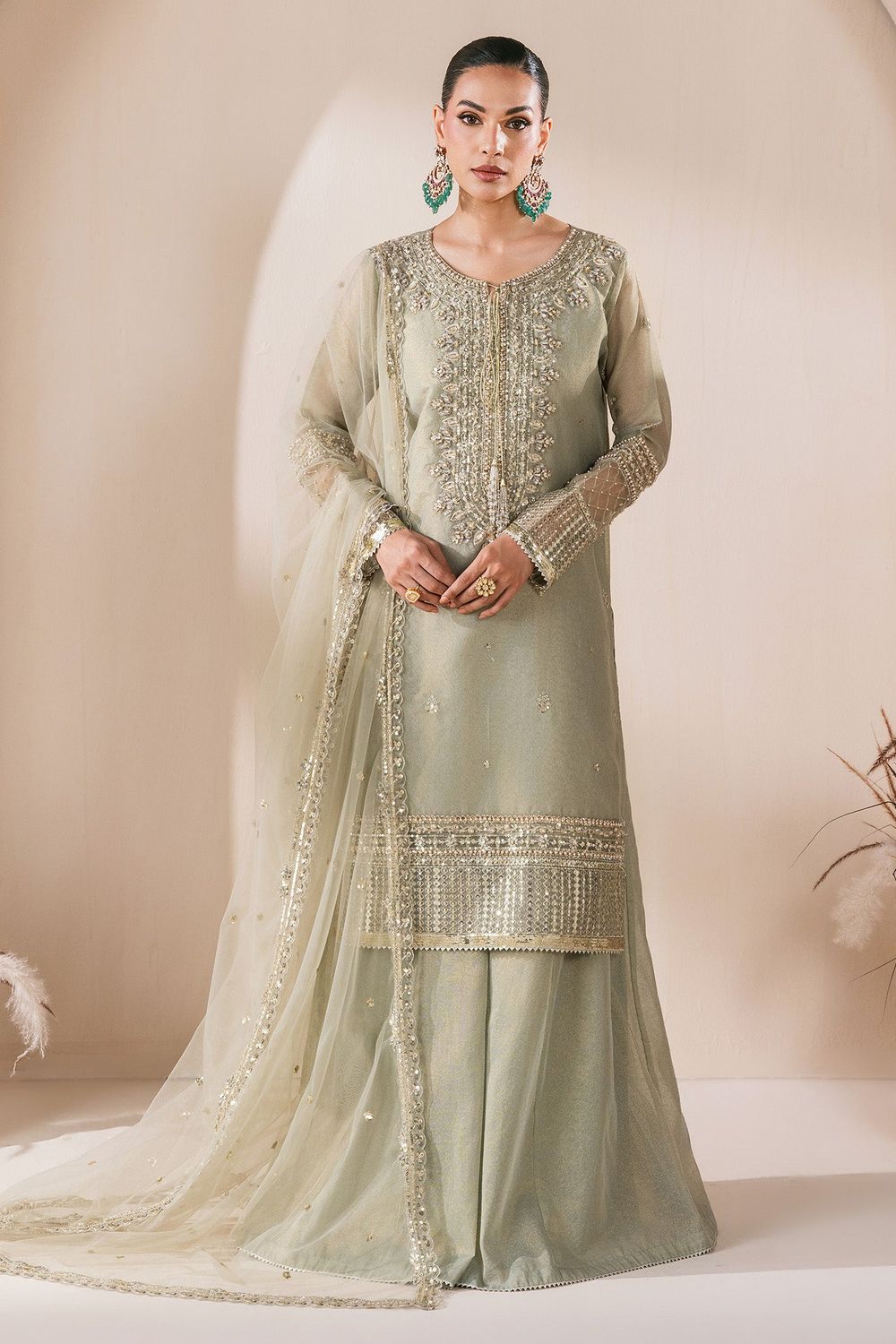Sage Green Embroidered Masuri Sharara Online in Dubai UAE Abudhabi Ajman Sharjah