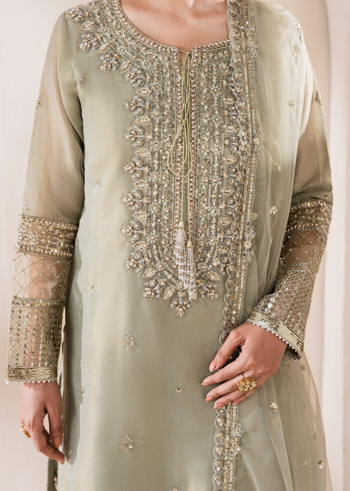Sage Green Embroidered Masuri Sharara Online in Sri Lanka India Australia