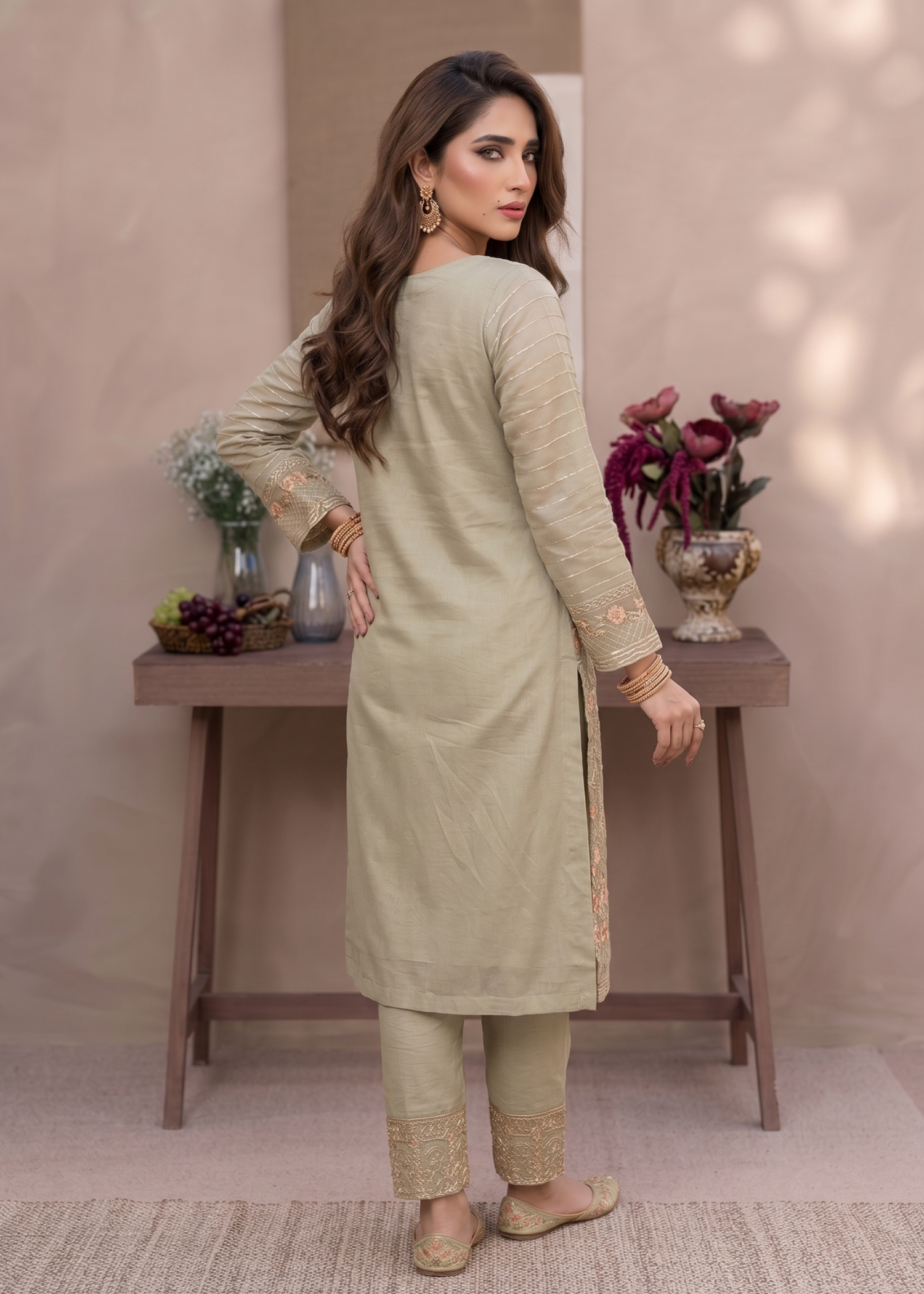 Sage Green Festive Embroidered Organza Salwar Suit Online in Dubai UAE Abudhabi Ajman Sharjah