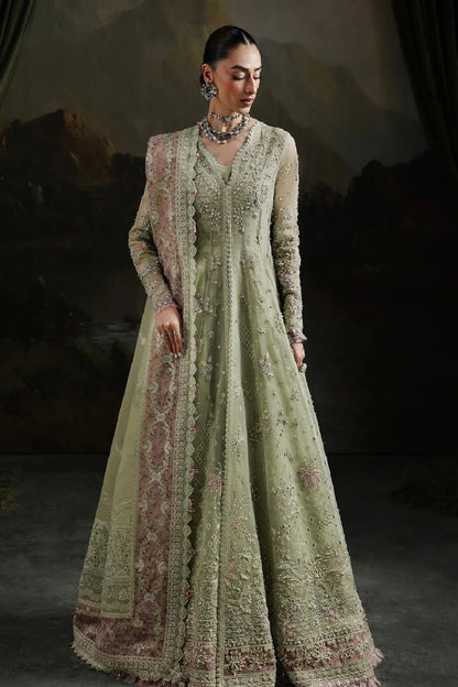 Sage Green Hand Embroidered Organza Pakistani Suit Online in Dubai UAE Abudhabi Ajman Sharjah