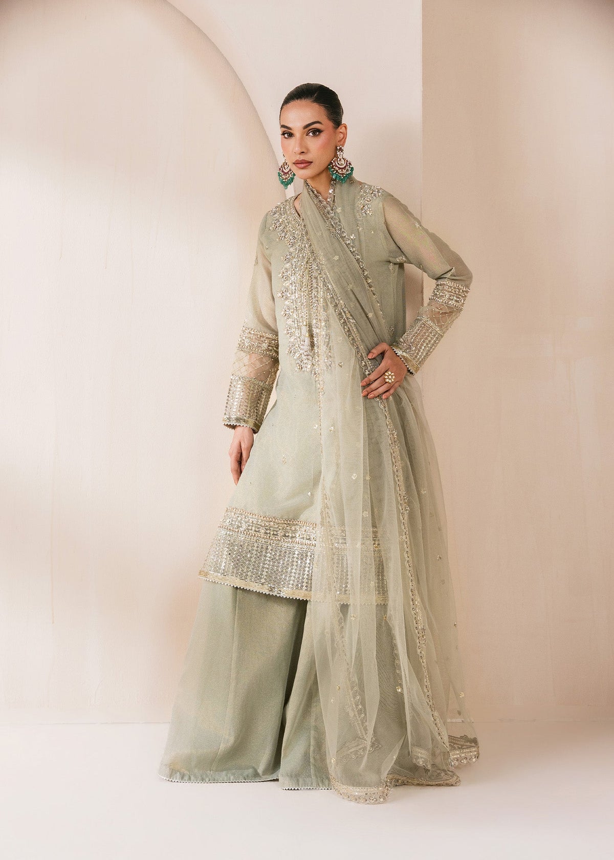 Sage Green Masuri Sharara for Women Online in UK USA Canada