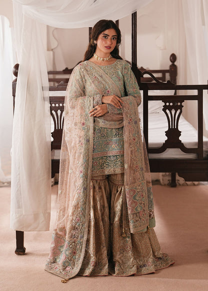 Sage Green Net Gharara Embroidered Online in Dubai DXB UAE Abudhabi Meena Bazaar