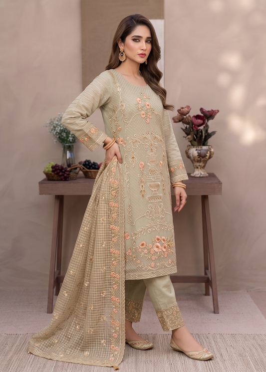 Sage Green Organza Pakistani Suit Online in Sri Lanka India Australia