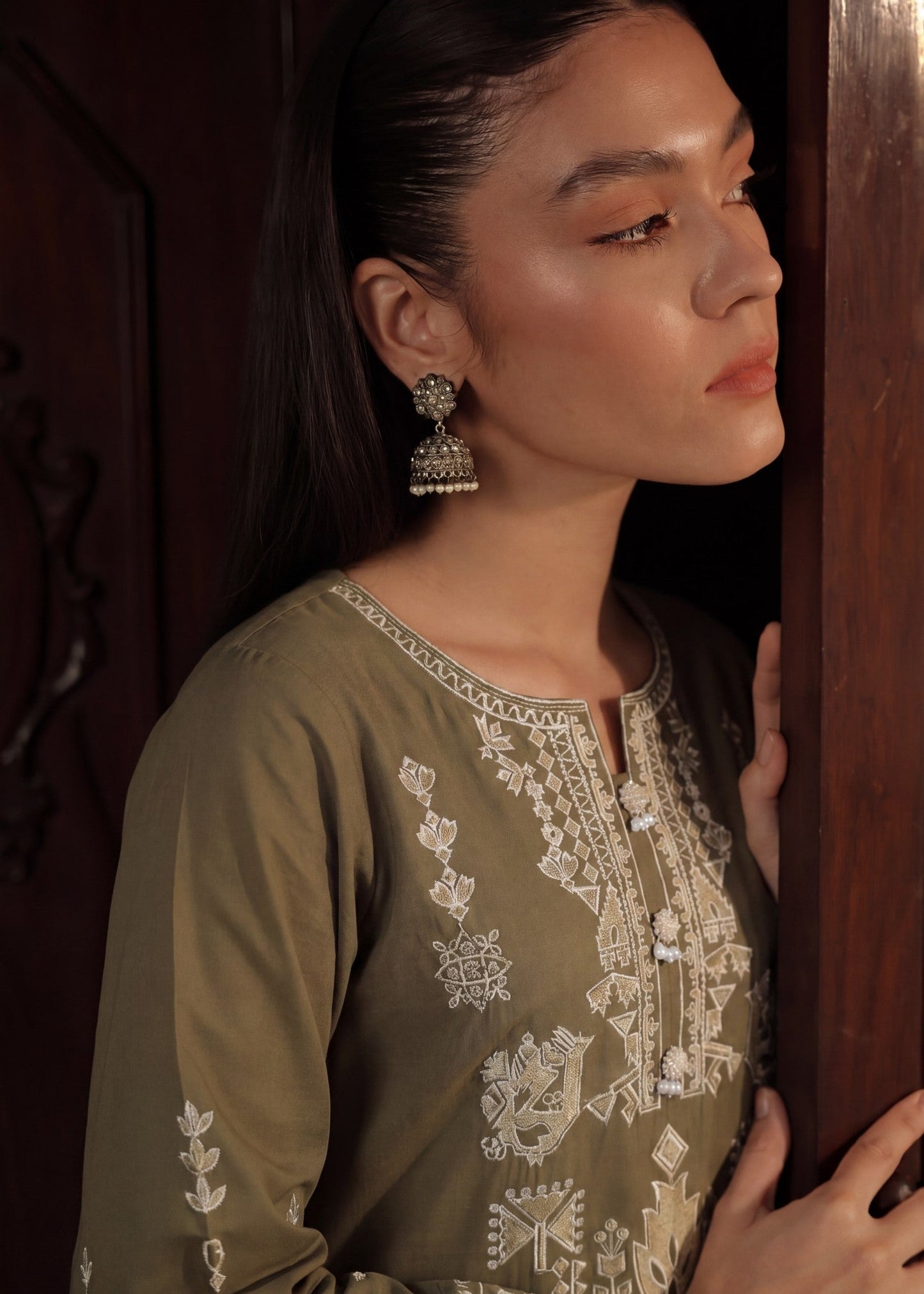 Sage Green Voile Dupatta Lawn Suit Online in Dubai UAE Abudhabi Ajman Sharjah